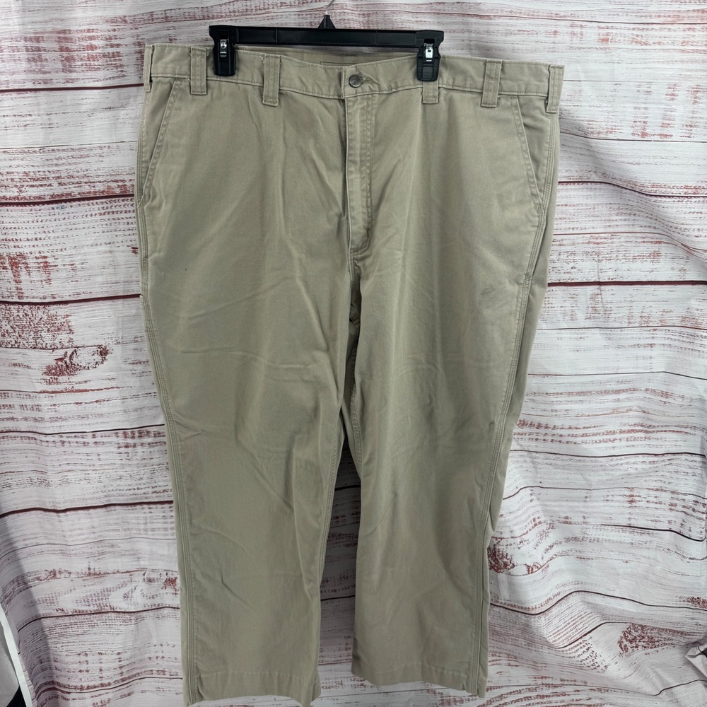 Carhartt Pants Mens 44x28 Relaxed Fit Twill 5-Pocket Work Pants Khaki BN0095-M